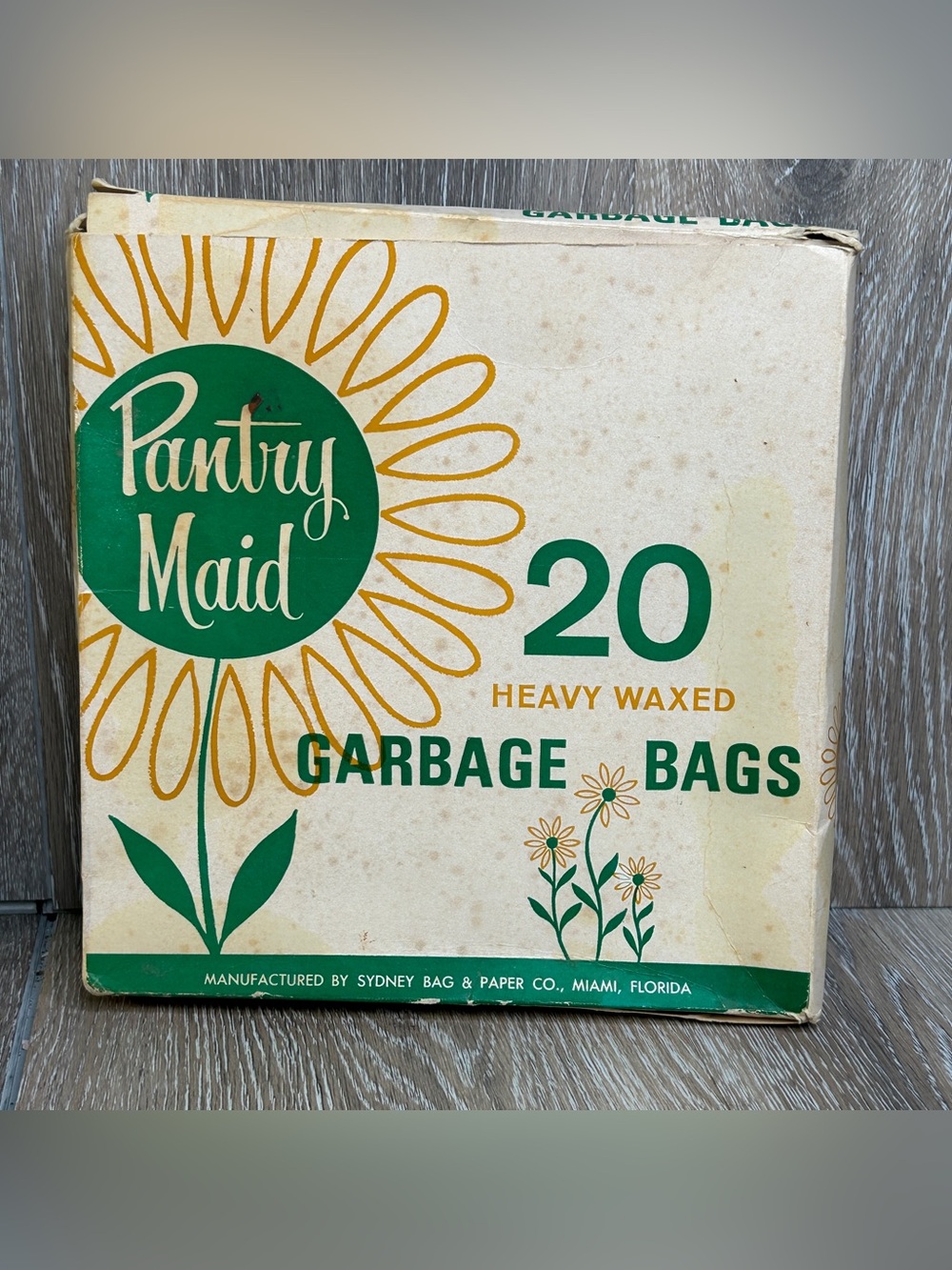 Vintage Pantry Maid Heavy Waxed Paper Garbage Bags Box Retro Kitchen Prop